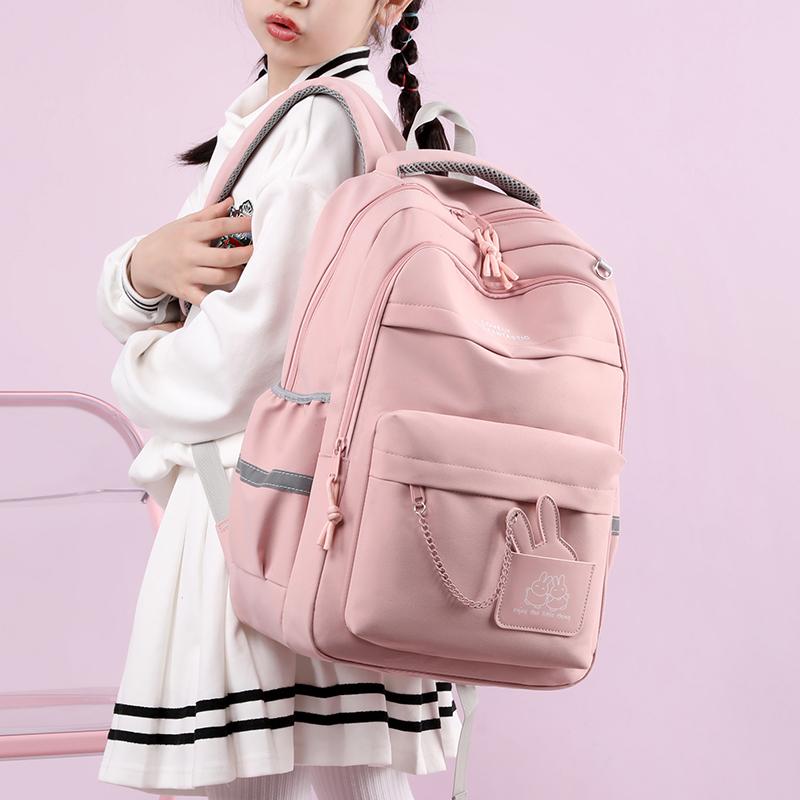 Студенческая школьная сумка, однотонный рюкзак для девочек, большой емкости