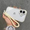 Candy Color Bumper With Lanyard Phone Case For iPhone 17 16 15 14 13 12 11 Pro Max Plus Clear Acrylic Shockproof Cover