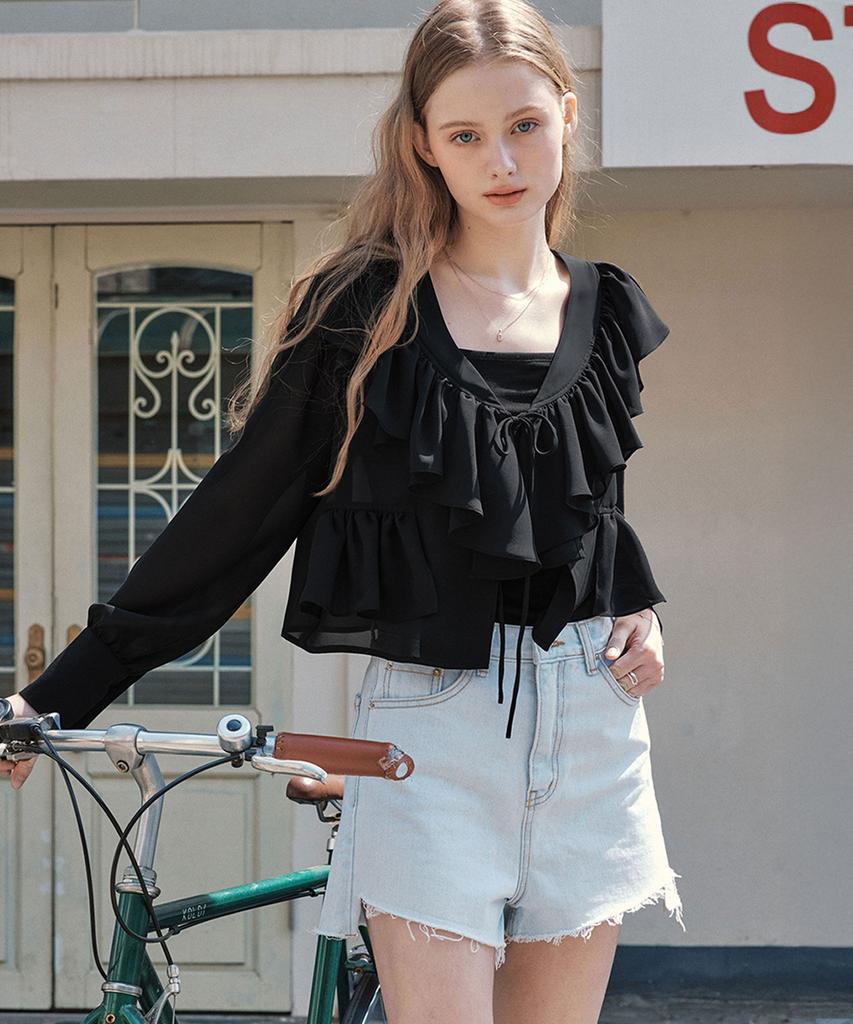 ZEROSTREET [2 Colors] Cut-Off Denim Shorts