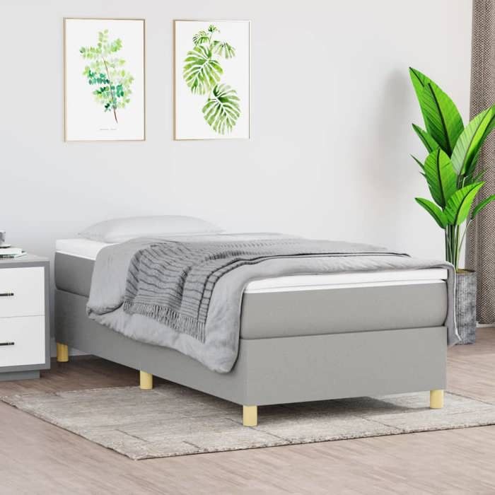 Maison Exclusive - Sommier à lattes de lit avec matelas Gris clair 80x200 cm Tissu