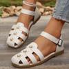 Fashion Women's Shoes 2024 Fashion Closed Toe Women's Sandals Summer Rome Casual Sandals Women Pearl Buckle Strap Cover Heel Shoes Women