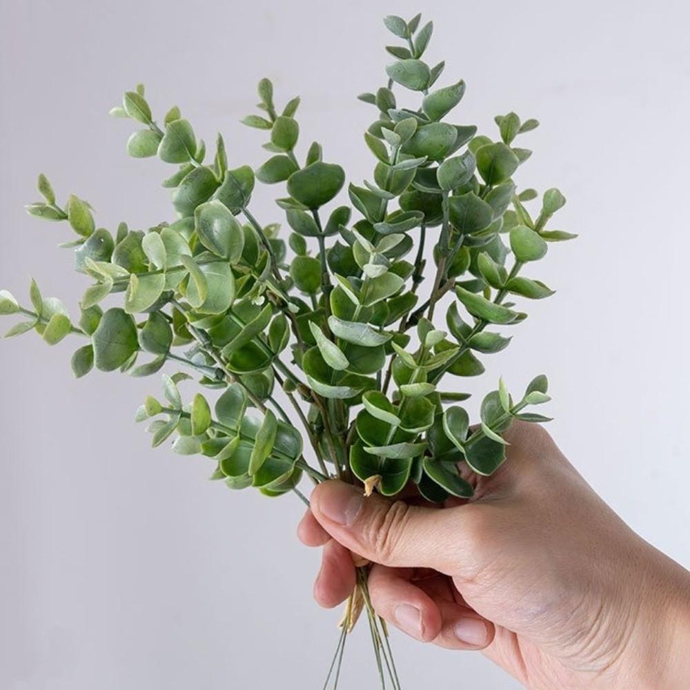 Plastic Artificial Eucalyptus Bouquet UV Resistant Lifelike Simulation Green Plants Non-Fading Handmade Faux Flower Bouquet