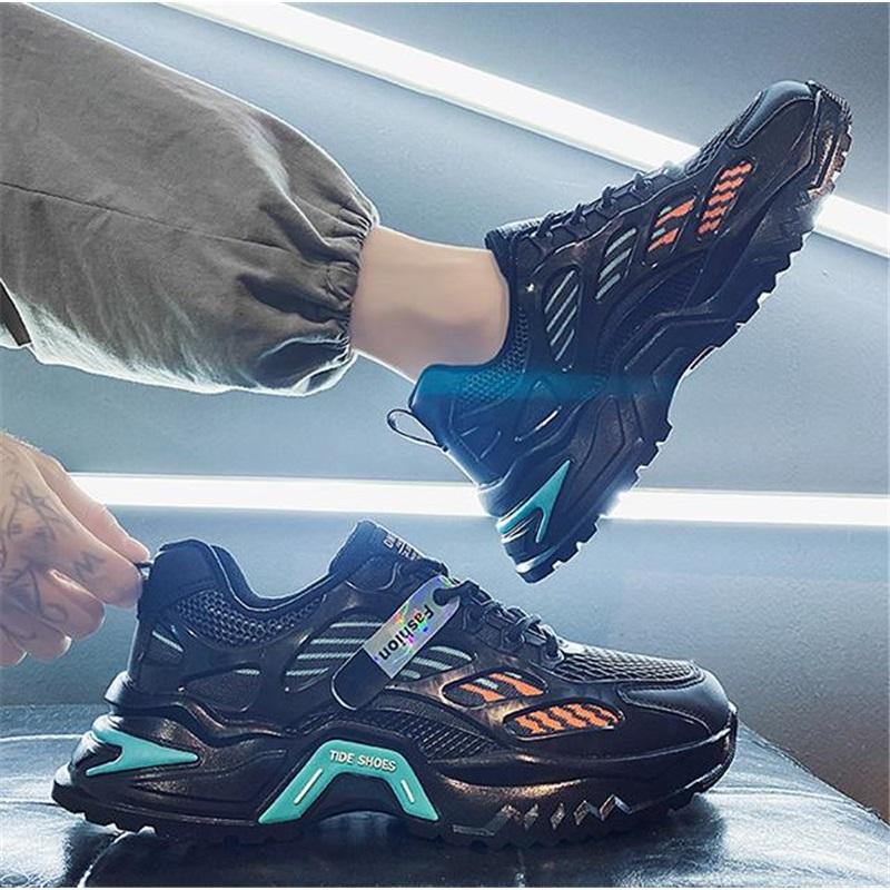 Мужская обувь дышащая универсальная сетчатая спортивная и досуговая беговая обувь черного цвета