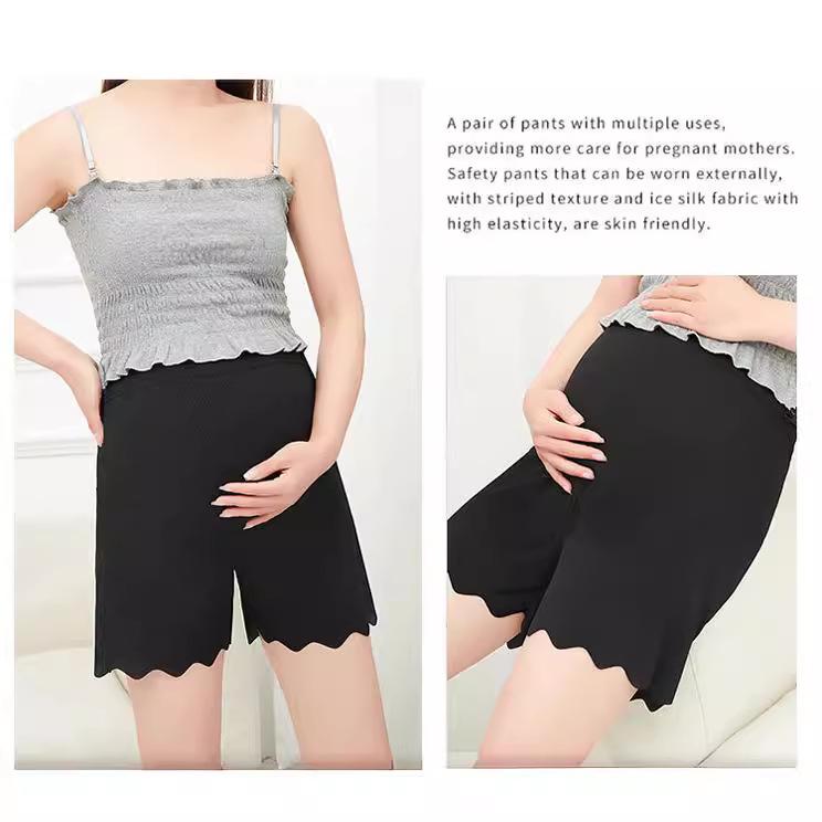 Женские летние шорты-безопасности из рубчатого волнистого ледяного шелка - Не скручивающийся край, Защита от просвечивания, Можно носить на улице