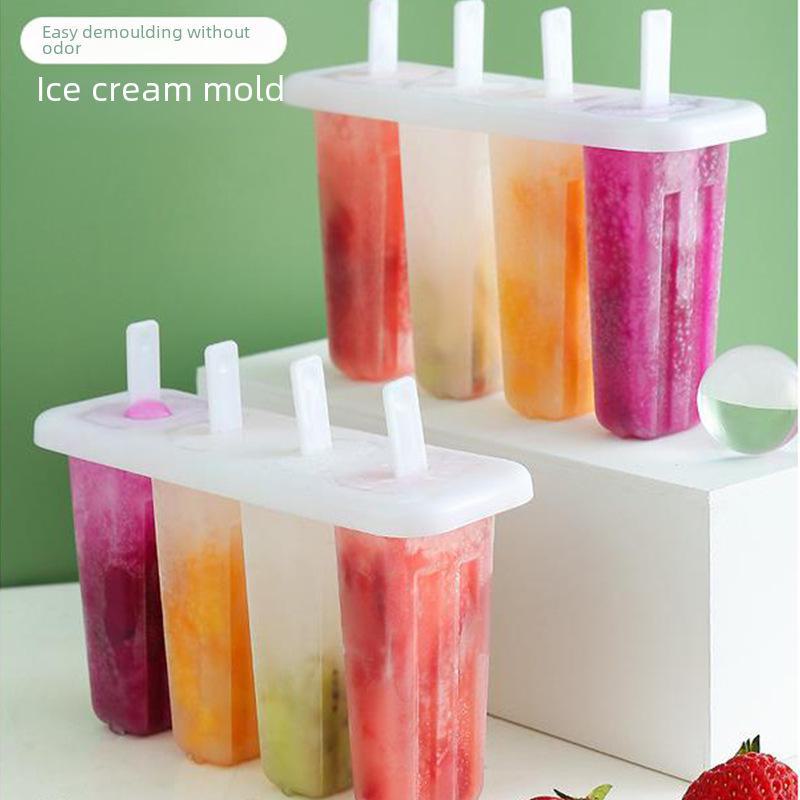 Mung Bean Popsicle Mold Set for Kids - 4-Piece Ice Cream and Ice Tray Tool