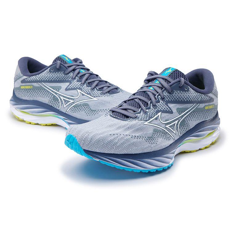 Mizuno Wave Rider 27 Lightweight Comfortable Shock Absorption Durable Breathable Rebound Low-Top Running Shoes Men Sneaker Blue Gray J1GC230301