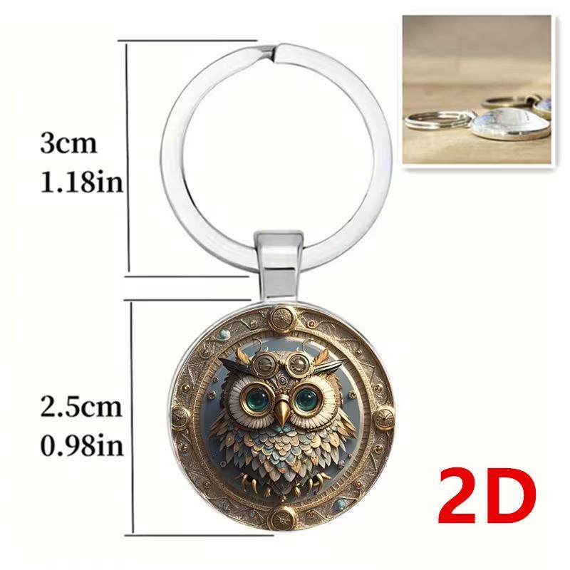 Сова Изысканный Механический Дизайн Зеленый Глаз Золотистый Декоративный Брелок