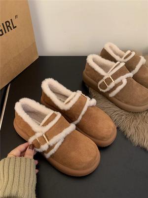 Женские флисовые лоферы Мэри Джейн с меховой отделкой - Зимняя повседневная обувь на толстой подошве