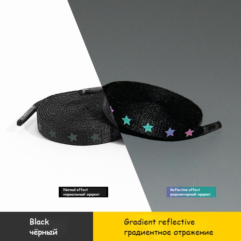 Fashion Holographic Wild Shoe Laces Flat Shoestring Sneakers Shoe Strap Double-sided Reflective Highlight Luminous Shoelaces