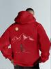 Men's Hooded Sweatshirt with Mountain Map Pattern on The Back. Warm Winter Hooded Pullover Suitable for Hiking Camping Daily Use