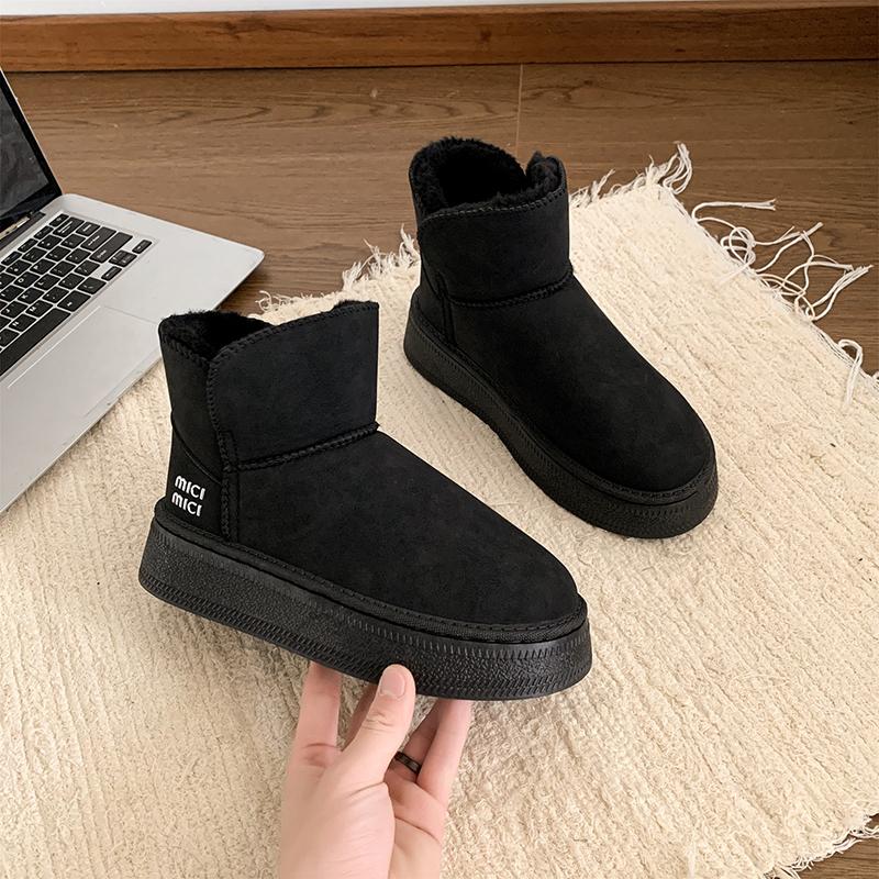 Модные меховые зимние ботинки женские на плоской платформе хлопковые туфли женские 2025 трендовые теплые зимние ботинки из искусственной кожи с плюшем удобные зимние ботинки Zapatos Mujer