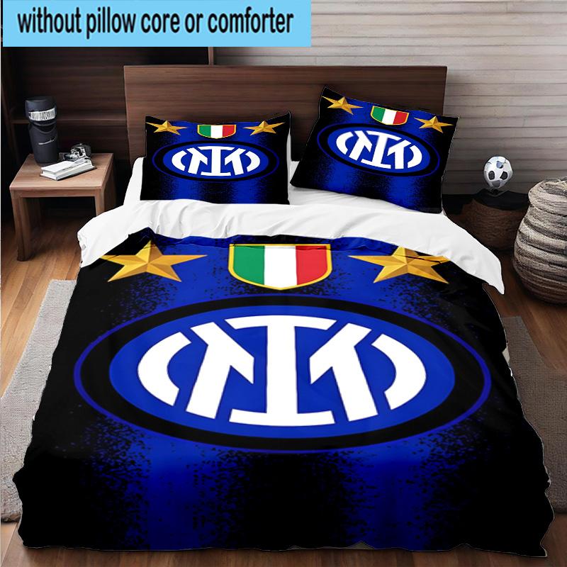 3pcs F.C. Internazionale Milano Printed Bedding Set Duvet Cover Closure Includes 1 Duvet Cover & 2 Pillowcases Bedding Sets Home Decor Gifts