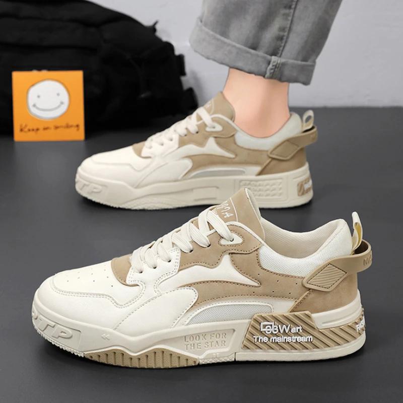 Fashion New Men's Sports Men's Comfortable Platform Shoes 2024 Fashion Lace Up Vulcanized Shoes White Casual Sneakers Zapatillas