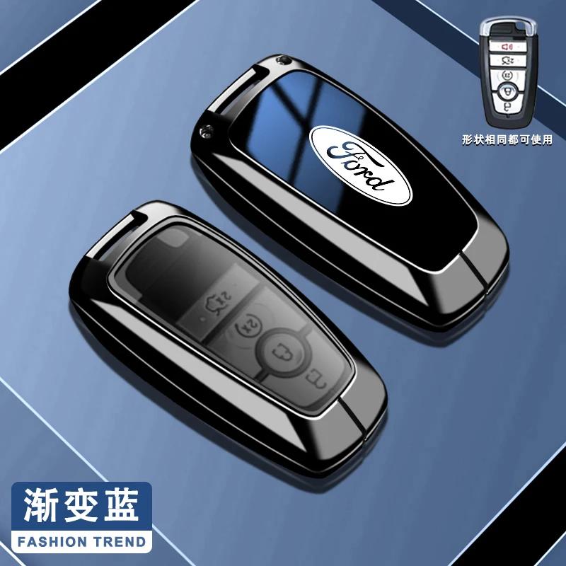 New 2026 Car Sticker Ford New 2025 Hot Zinc Alloy Car Smart Key Case Cover Keyless Shell for Ford Fusion Mustang Kuga Ecosport E