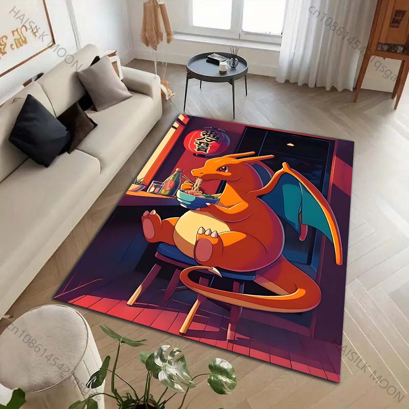 Japanese Anime Pokémon Charizard Printing Carpet for Living Room Bedroom Kid's Room Home Decor Area Rug Sofa Cloakroom Play Mat