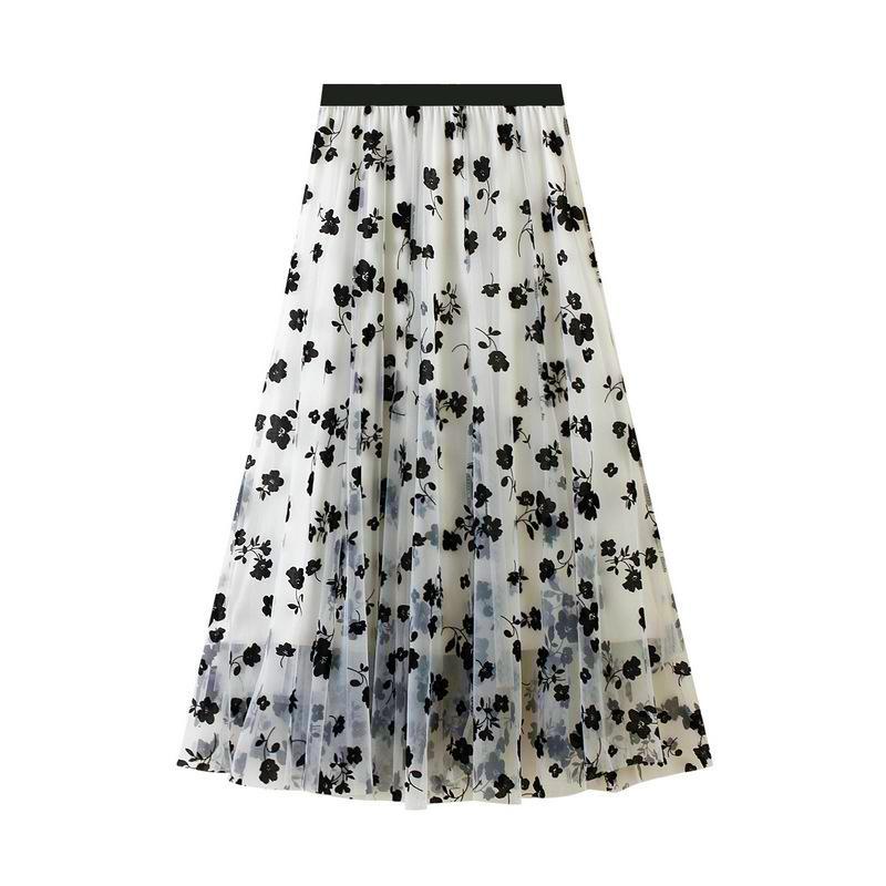 Юбки с сетчатым цветочным принтом женские элегантные кофейные длинные газовые юбки корейская мода юбка-пачка с высокой талией юбка-пачка миди Faldas