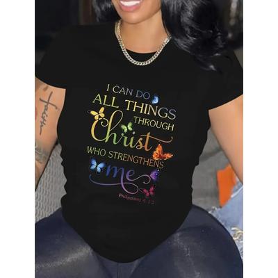 Футболка женская с круглым вырезом и короткими рукавами с 3D-принтом, с буквенным принтом, дышащая, из эластичного полиэстера, удобная для повседневной носки