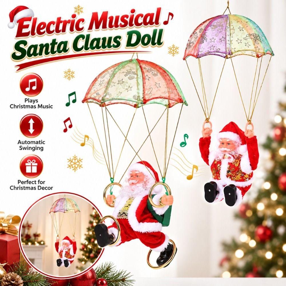 Merry Christmas Electric Dancing Santa Claus Doll Parachute Santa Claus Pendant Xmas Party Decor