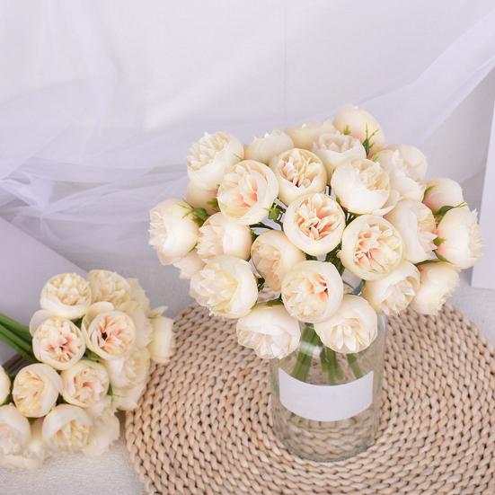 Имитация букета пионов Реалистичные на ощупь Не увядающие 27 головок Искусственные цветы DIY композиции
