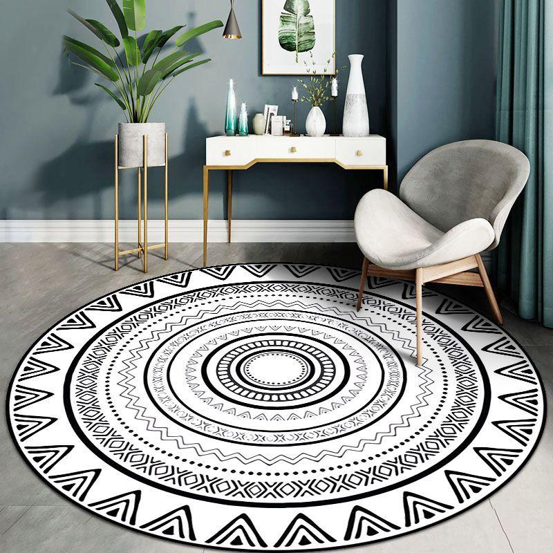 European Style Circular Carpet Bedroom Living Room Carpet Home Computer Chair Mat Bedside Carpet