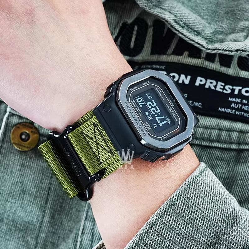 Нейлоновый брезентовый часы с Для Casio квадратные 3516 DW-H5600MB с пульсометром, модифицированный спортивный водонепроницаемый дышащий ремешок для часов