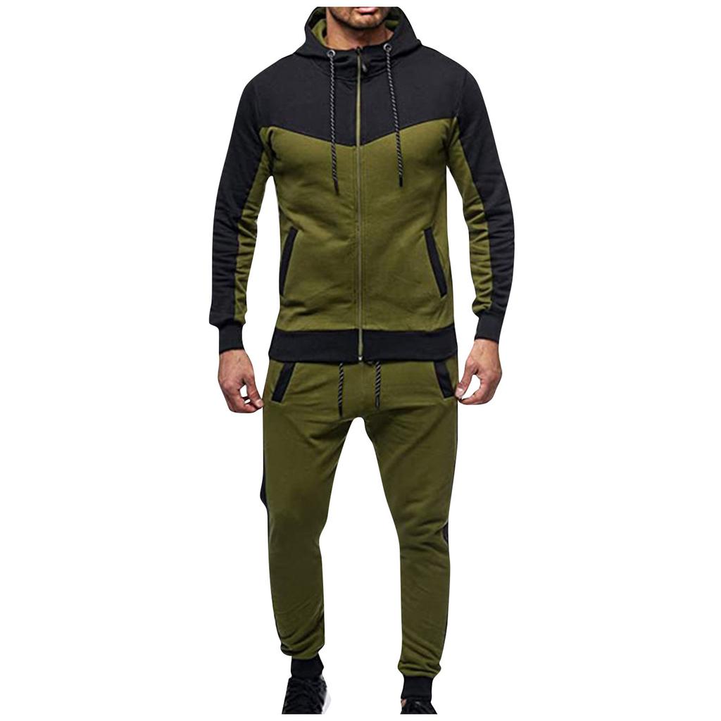 Мужские спортивные костюмы с длинными рукавами, спортивные костюмы для бега, толстовки и брюки на молнии, комплект из 2 предметов с карманами