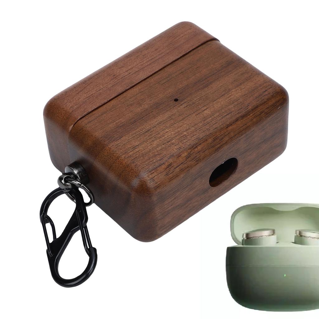Protective Cover Fit for   Pi8 Wireless   Earbuds Charging Case Hand Polished   Earphone Case Walnut Wood Cover