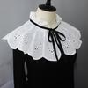 Elegant Embroidered Hollow Out Fake Collar Sweet Standing Decorative Collar Ruffle Shawl Wrap Blouse Top Scarf