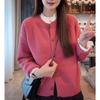 Retro Soft Waxy Knitted Cardigan Top Women's Autumn and Winter New Round Neck Temperament Loose and Thin Sweater Jacket Trendy