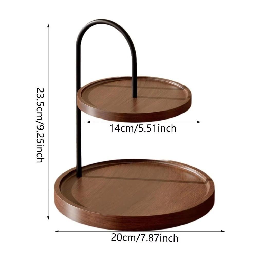 Wooden Serving Tray Stand Double Layer Decorative Jewelry Display Stand Space Saving Large Capacity Key Storage Rack