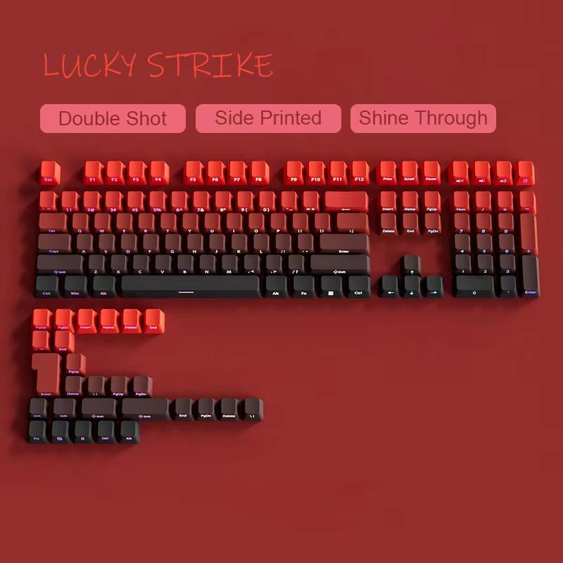 135 Keys Gradient Green Shine Through Keycaps Side Printed PBT Double Shot Keycaps OEM Profile for MX Switches Gaming Keyboards