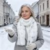 Мягкий праздничный шарф-снуд на шею, шарф с рождественской тематикой для женщин, блестящий мерцающий фольгированный принт с оленями, модный аксессуар, легкий шарф-накидка