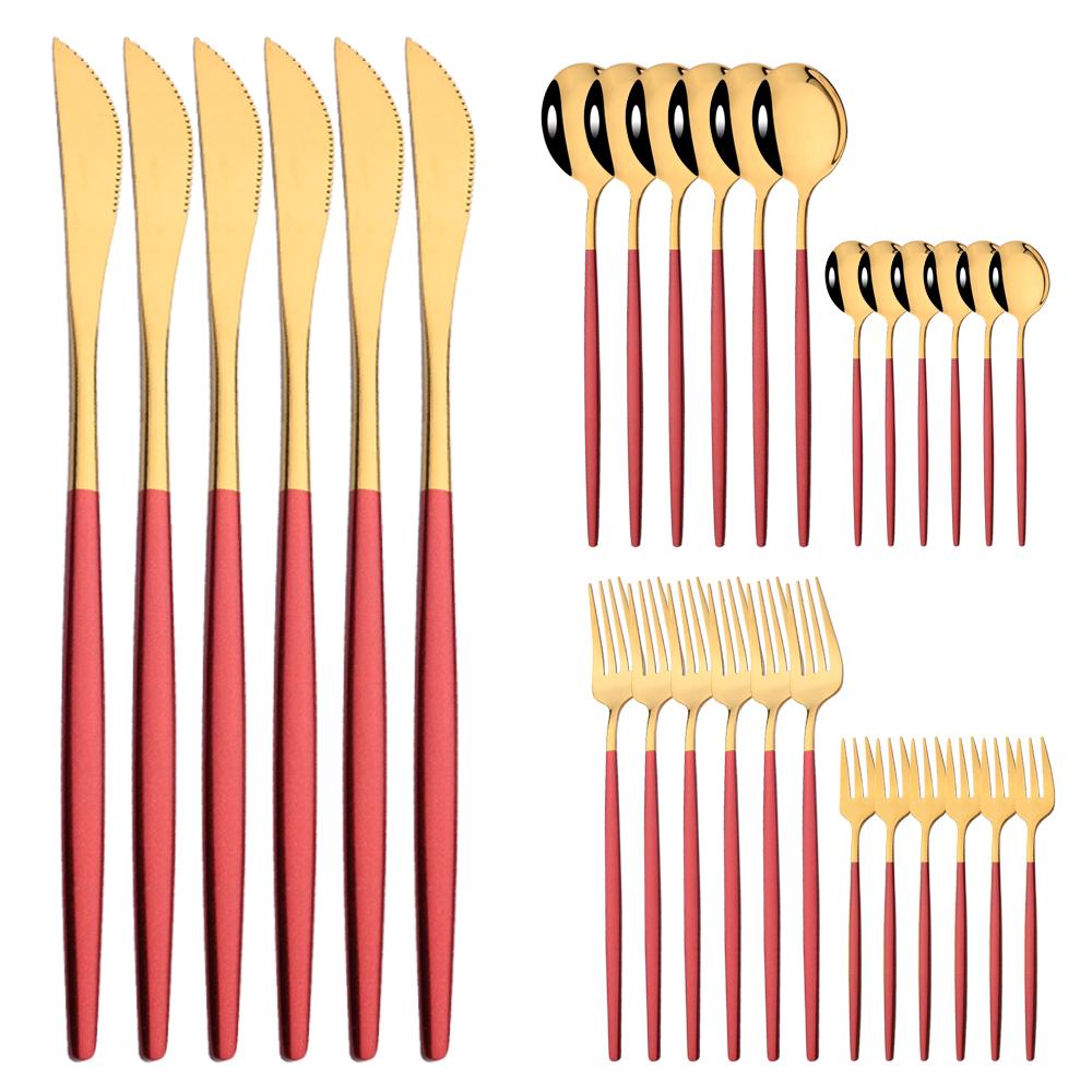 Набор столовых приборов из 30 предметов, черный, золотой, нож, вилка, ложка, набор столовых приборов, столовые приборы из нержавеющей стали, кухонная посуда для вечеринок