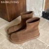Замшевые ботильоны женские туфли на плоской подошве повседневная обувь женские 2025 трендовые зимние кроссовки для ходьбы дизайнерские готические зимние челси Botas De Mujer