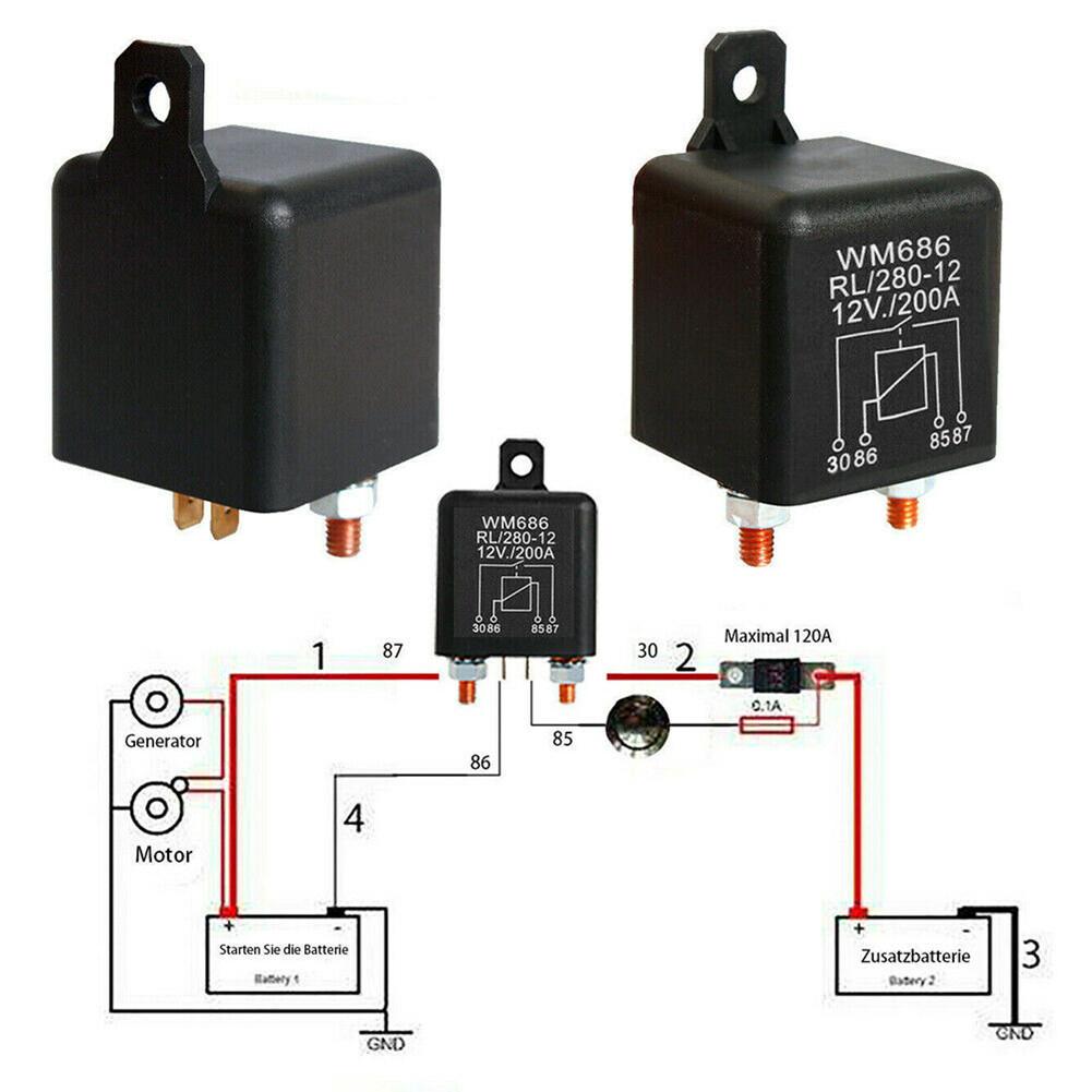 1PCS 4Pin 12V Car Battery Separator Coupler Power Switches Dual Battery Isolator Relay Start On/Off Car Automotive Control Unit
