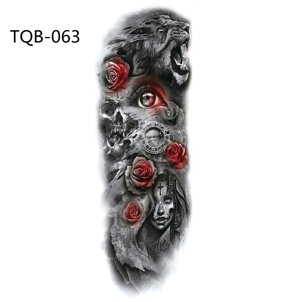 Fashion Fake Tattoos Waterproof  Tiger Eye Clock  Temporary Decal Large Leg Full Arm Tattoo Sticker