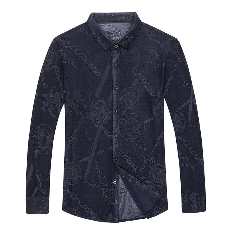 Men's Floral Long-sleeved Ice Silk Shirt, Fashionable Large Floral Shirt, Autumn Dad Wear, Casual Middle-aged Shirt for Men