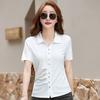 Женская летняя новая футболка с короткими рукавами и лацканами, тонкая повседневная рубашка-поло с короткими рукавами