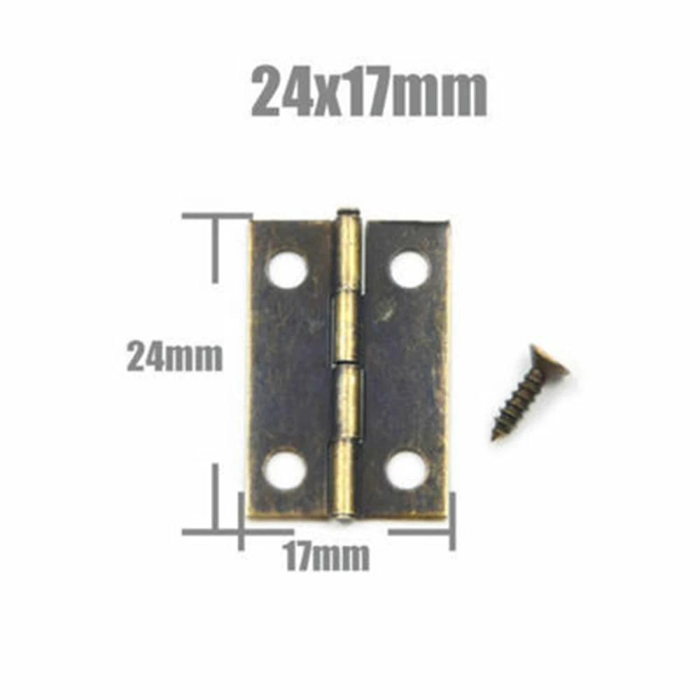 10-25pcs Mini Antique Brass Cabinet Hinges with Screws for Jewelry Gift Box Wooden Wine Chest Door Hardware