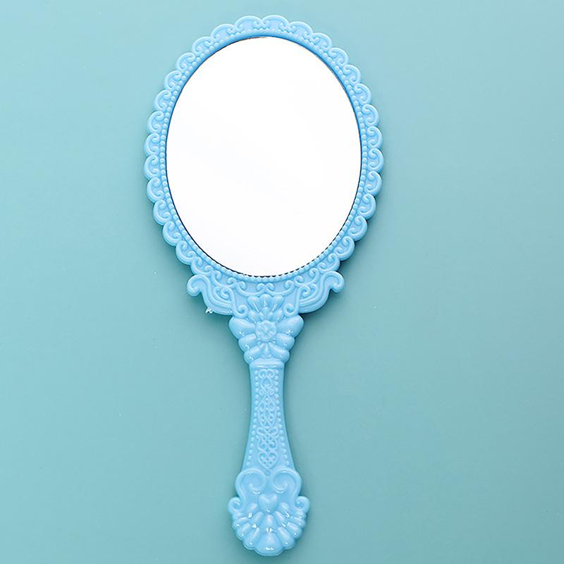 1Pc Handle Cosmetic Compact Mirror For Women Vintage Carved Handheld Vanity Mirror Spa Salon Makeup Hand Mirror