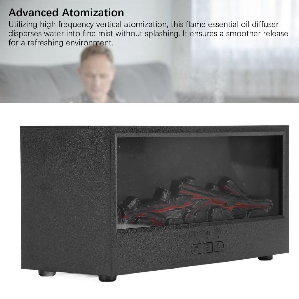 3D Камин с пламенем Диффузор для эфирных масел 150 мл Цветная подсветка пламени USB Тихий аромадиффузор Увлажнитель с таймером и пультом для спальни
