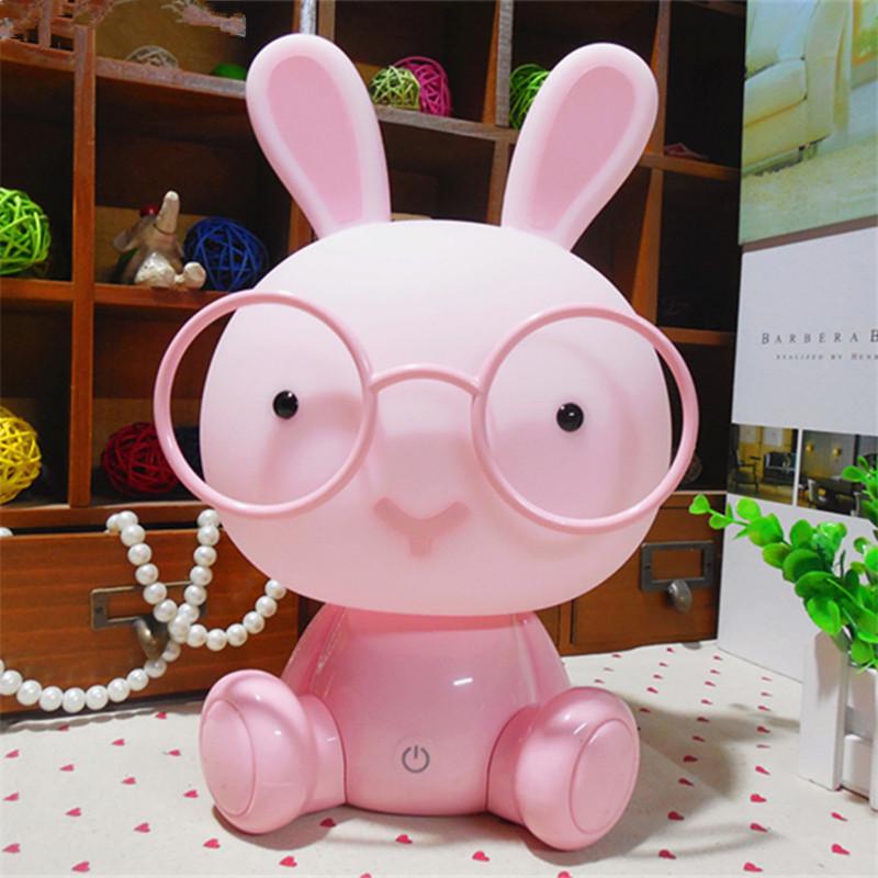 Лампа для детской спальни, ночник с кроликом, рождественский подарок, прикроватный декор, детские очки, светильники с кроликами