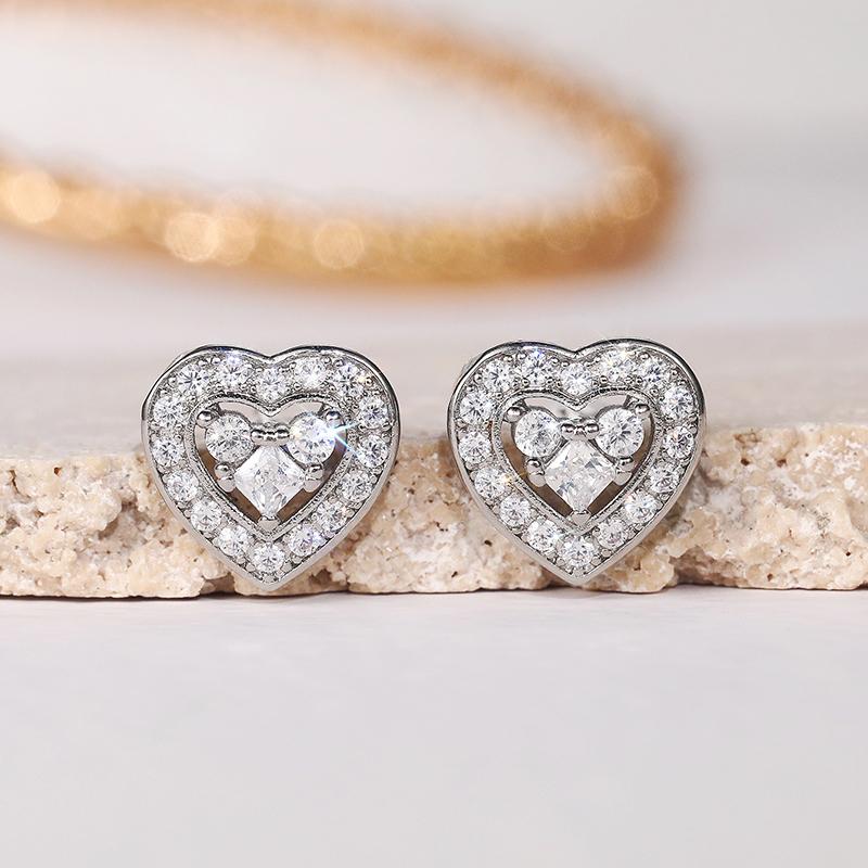 Хуэйтань Нежные маленькие серьги-гвоздики в форме сердца, аксессуары для пирсинга ушей, женские инкрустированные блестящие кубические цирконии, шикарные серьги, ювелирные изделия для любви