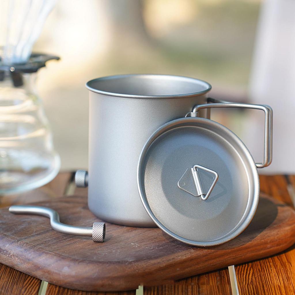 Water Kettle Portable 111ml Grade Titanium Pour Over Coffee Kettle Gooseneck Spout Folding Handle For Camping Hiking Travel