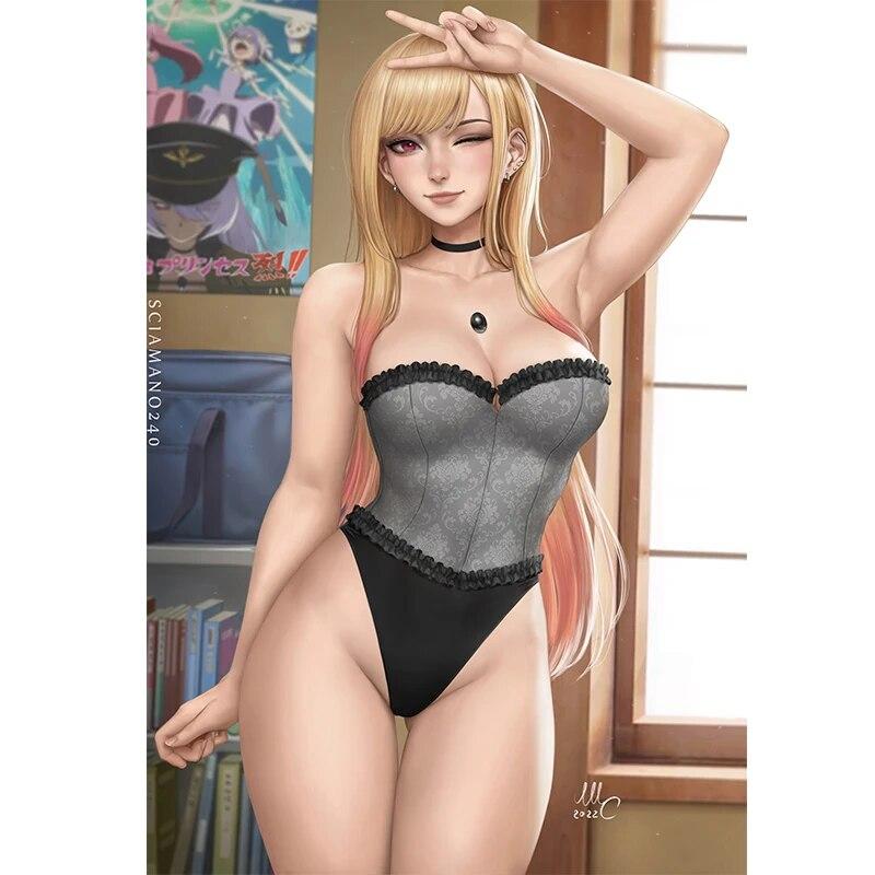 Print Game Darling In The Franxx Nude Sexy Girl Art Canvas Poster with Frame Bedroom Decor Wall Picture