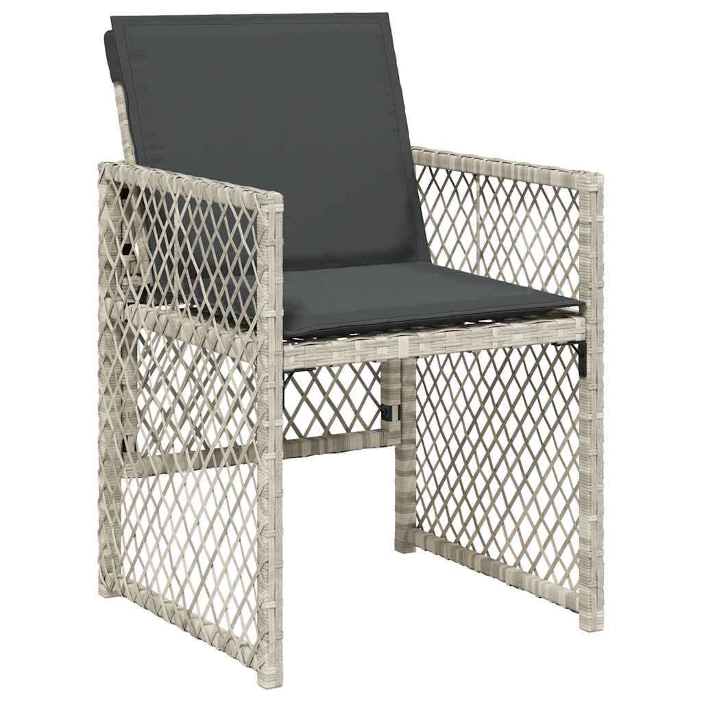 11 Piece Outdoor Dining Set with Cushions Light Grey Poly Rattan