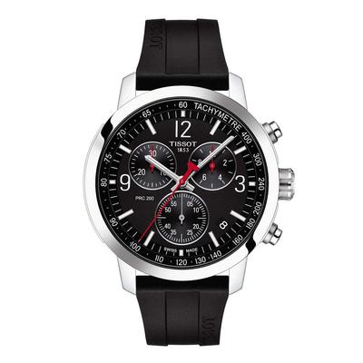 Мужские часы Tissot PRC 200 с хронографом, черным циферблатом и резиновым ремешком (T1144171705700) [Официальный импорт]