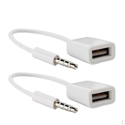 2 шт. Белый 3,5 мм штекер AUX для аудио на USB 2.0 Тип A гнездо OTG кабель-конвертер шнур для