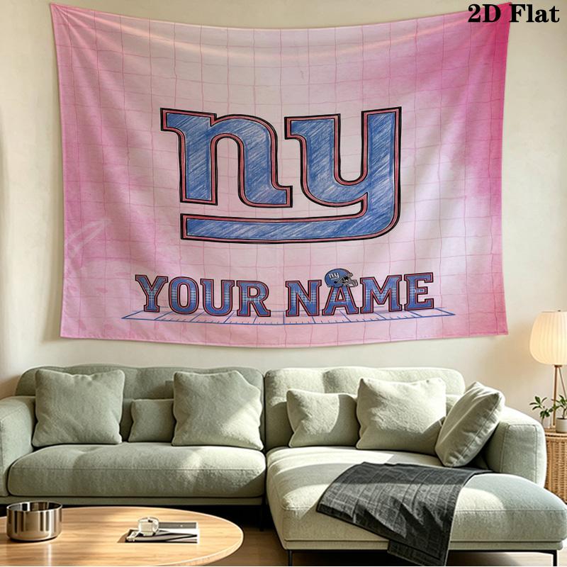 Custom Name New York Giants Printed Tapestry – Wall Hanging for Bedrooms, Dorms, and Home Decor