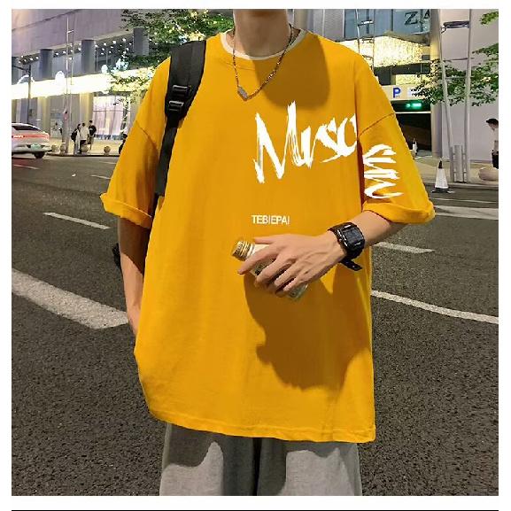 Новая футболка с коротким рукавом, мужская летняя футболка в корейском стиле, модный простой топ с коротким рукавом, свободная повседневная футболка в гонконгском стиле